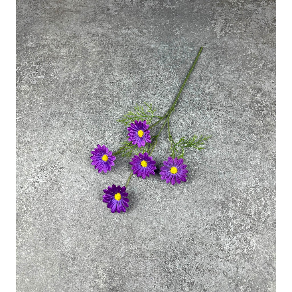 C12 ASTER 50cm Artificial Bunga Matahari Daisy 5 Bunga Palsu Plastik Buatan Imitasi Hias Dekor Buket Bouquet Rumah Pesta/Bunga Hias
