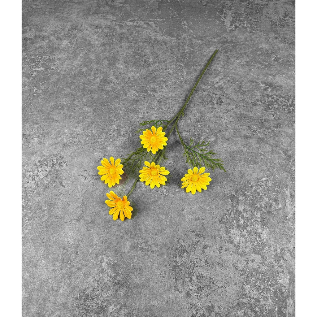 C12 ASTER 50cm Artificial Bunga Matahari Daisy 5 Bunga Palsu Plastik Buatan Imitasi Hias Dekor Buket Bouquet Rumah Pesta/Bunga Hias