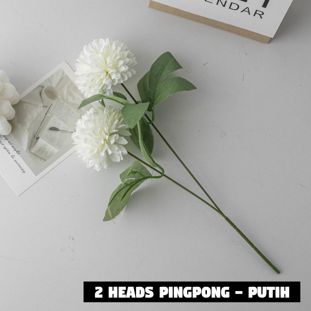 Bouquet bunga 2 HEADS PINGPONG Artifisial Dekorasi