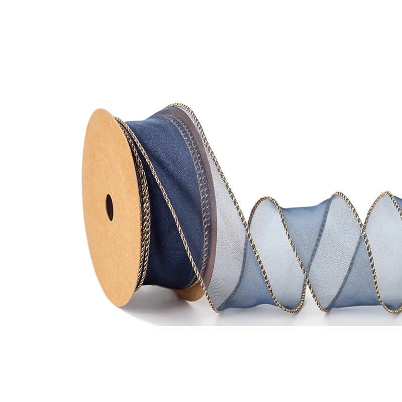 PTA2 CFMS Pita Chiffon Lis Emas Roll Lebar 4cm/Pita Kado 4cm/Pita Dekorasi Buket