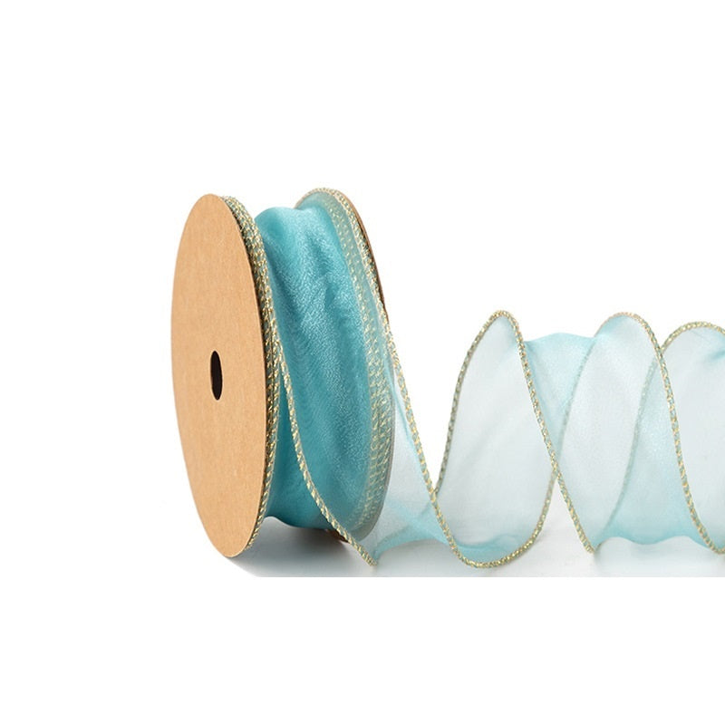 PTA2 CFMS Pita Chiffon Lis Emas Roll Lebar 4cm/Pita Kado 4cm/Pita Dekorasi Buket