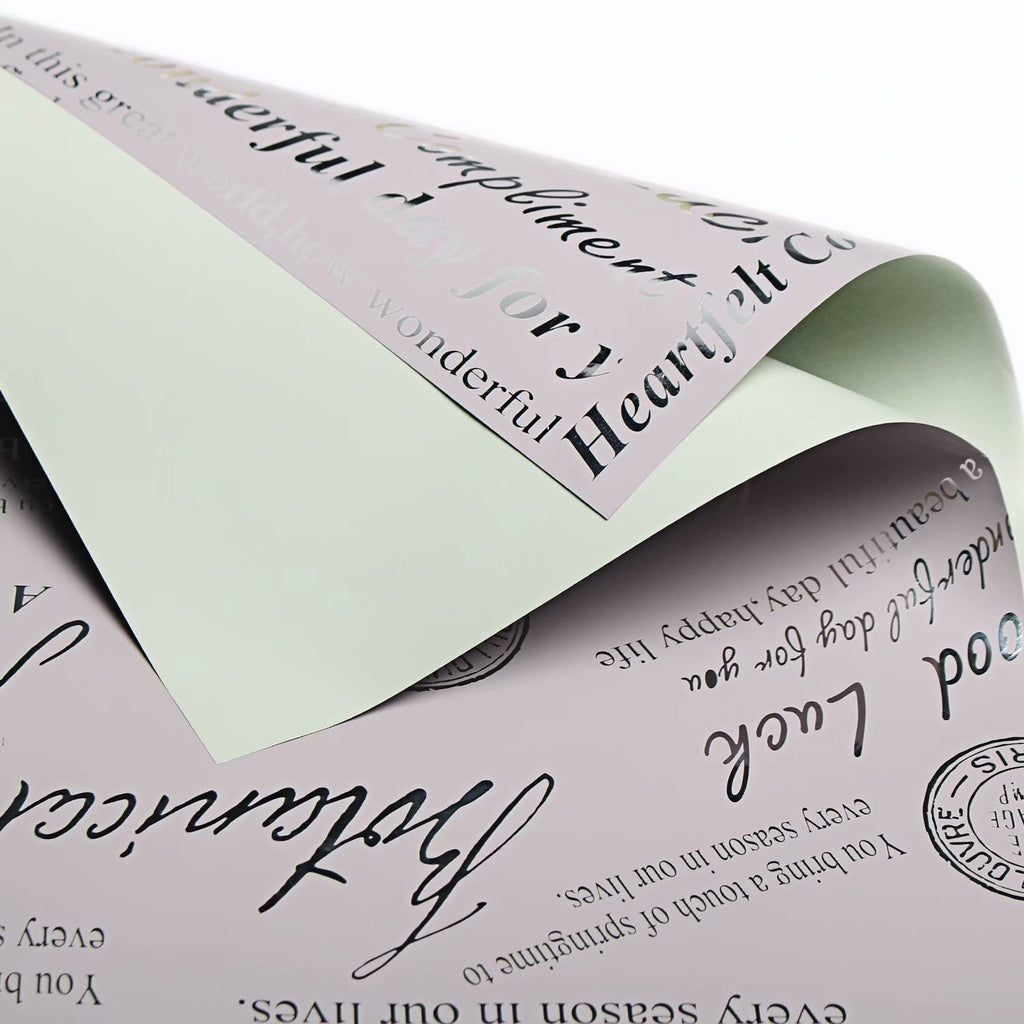 (5 LEMBAR) - FL14 PARIS Kertas Bunga Paper Buket Motif Tulisan Text Florist Cellophane
