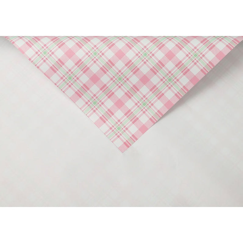 (5 LEMBAR) - FL9 PLAID Kertas Bunga Buket Motif Kotak Modern Florist Cellophane