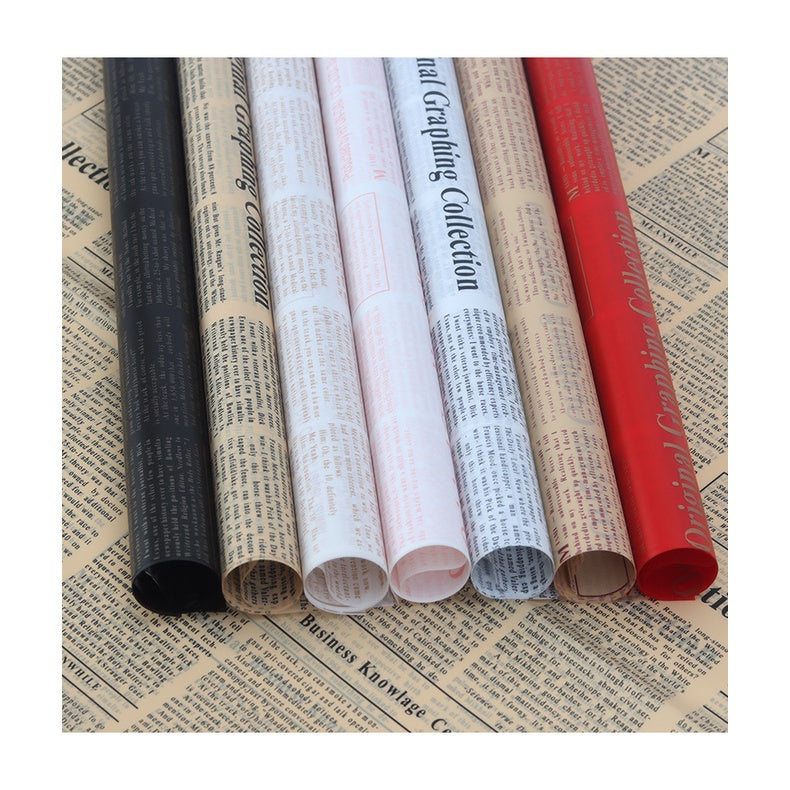 (5 LEMBAR) - FL10 VINTAGE Craft Paper Kertas Bunga Buket Motif Koran Bunga Florist Cellophane