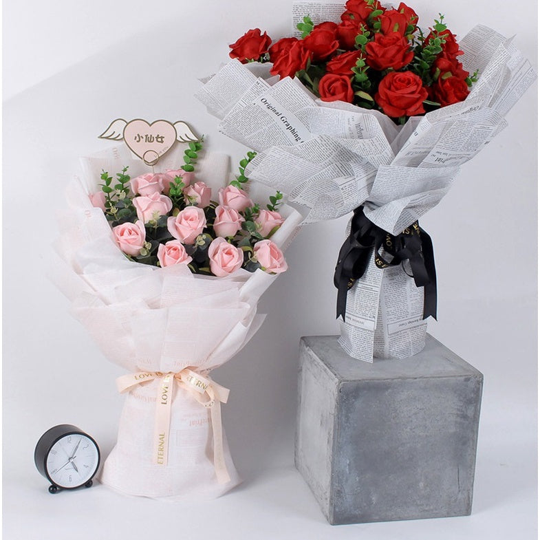 (5 LEMBAR) - FL10 VINTAGE Craft Paper Kertas Bunga Buket Motif Koran Bunga Florist Cellophane