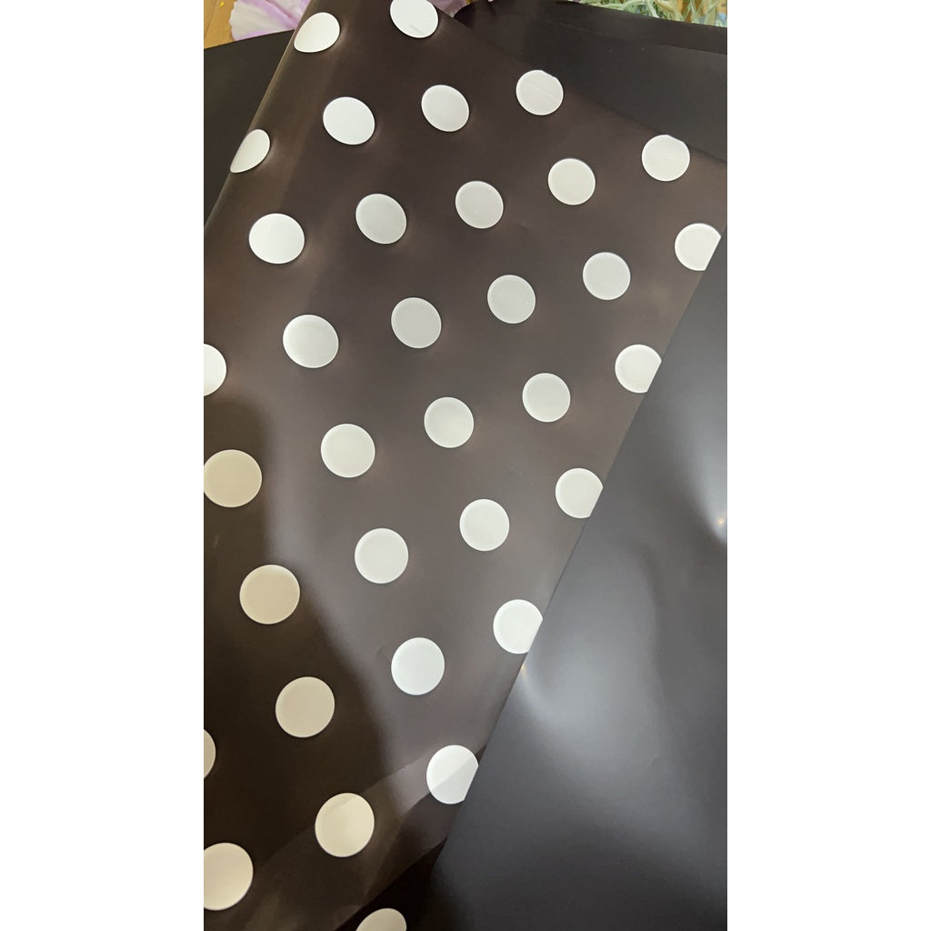 (5 LEMBAR) - FL33 POLKADOT Kertas Bunga Paper Buket Motif Polkadot Bulat Kado Florist Cellophane