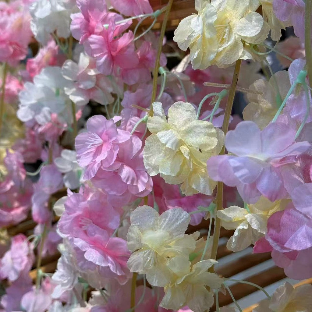 RBC07 46HD Sakura Cherry Blossom 1.8M Bunga Hias Rambat Plastik Dekorasi Dinding Rumah Acara Pernikahan Artificial