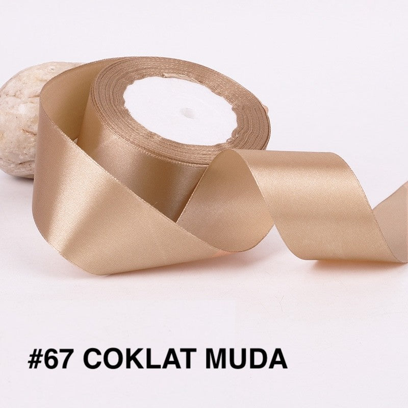 PTA8 SATIN Pita Satin Roll Motif Setangan Satin dan Transparan Modern Pita Kado 4cm/Pita Dekorasi Buket