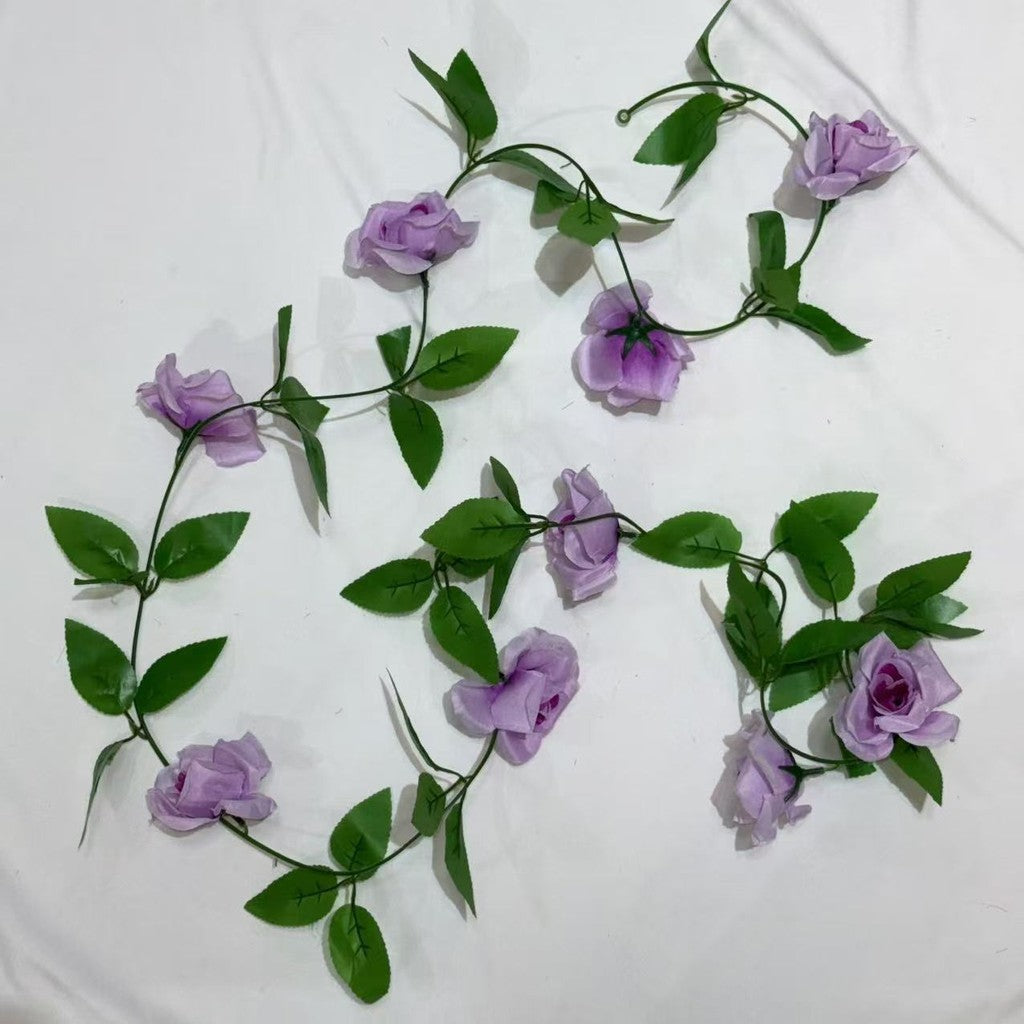 RB01 9HD ROSE / 17Daun 2.3M Bunga Hias Mawar Rambat Plastik Dekorasi Dinding Rumah Acara Pernikahan Artificial