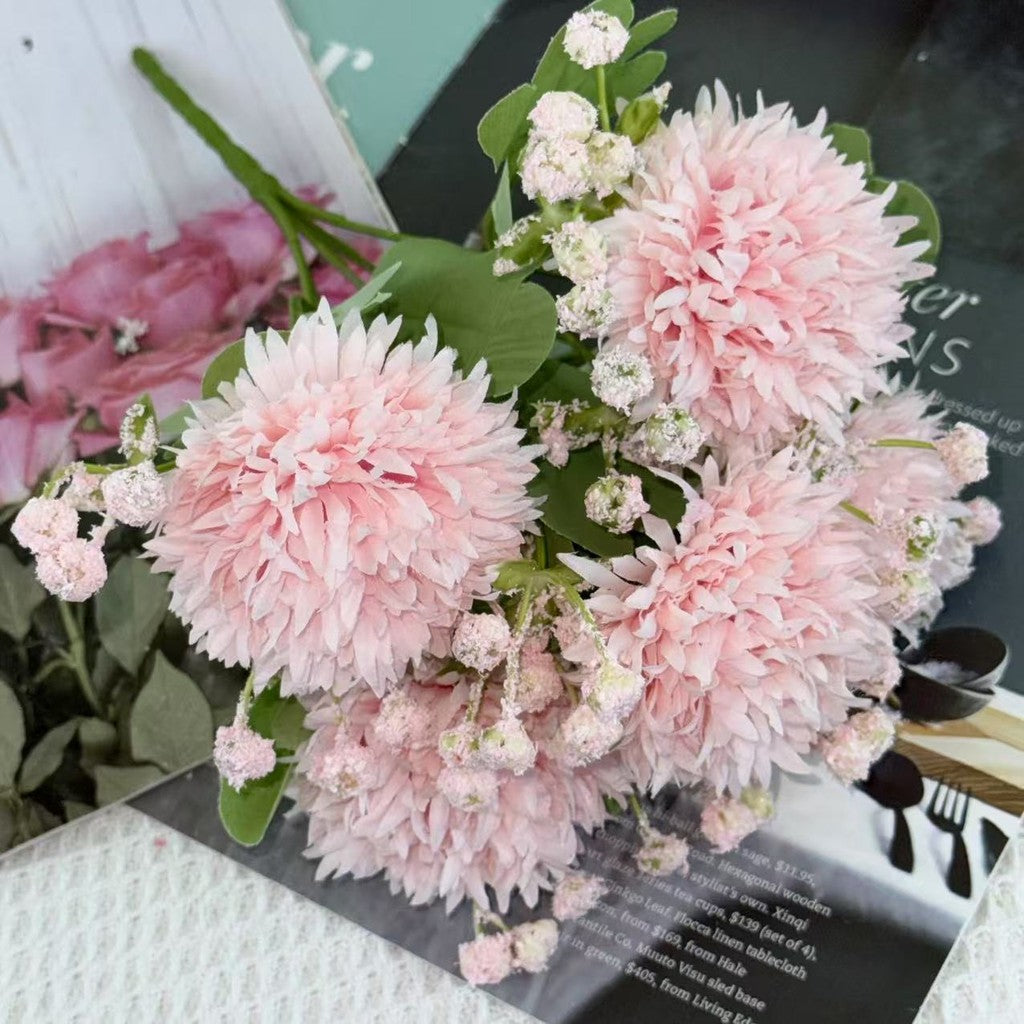 Bouquet bunga BKT 1028 TOU (x5) 5Cbg Bunga POMPOM Artifisial Dekorasi Hiasan Seserahan Buket Palsu
