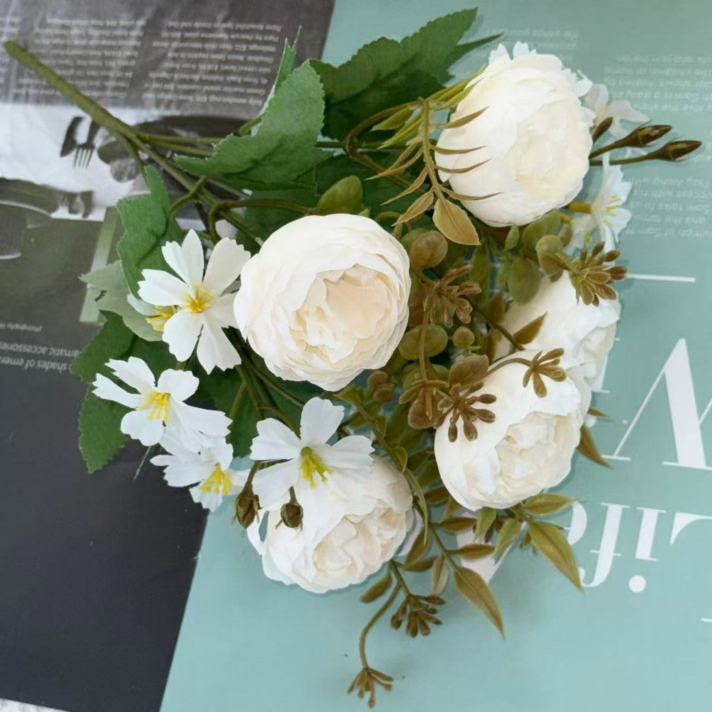 Bouquet bunga BKT 1030 PEGUGU (x5) 7Cbg Bunga Peony Artifisial Dekorasi Hiasan Seserahan Buket Palsu