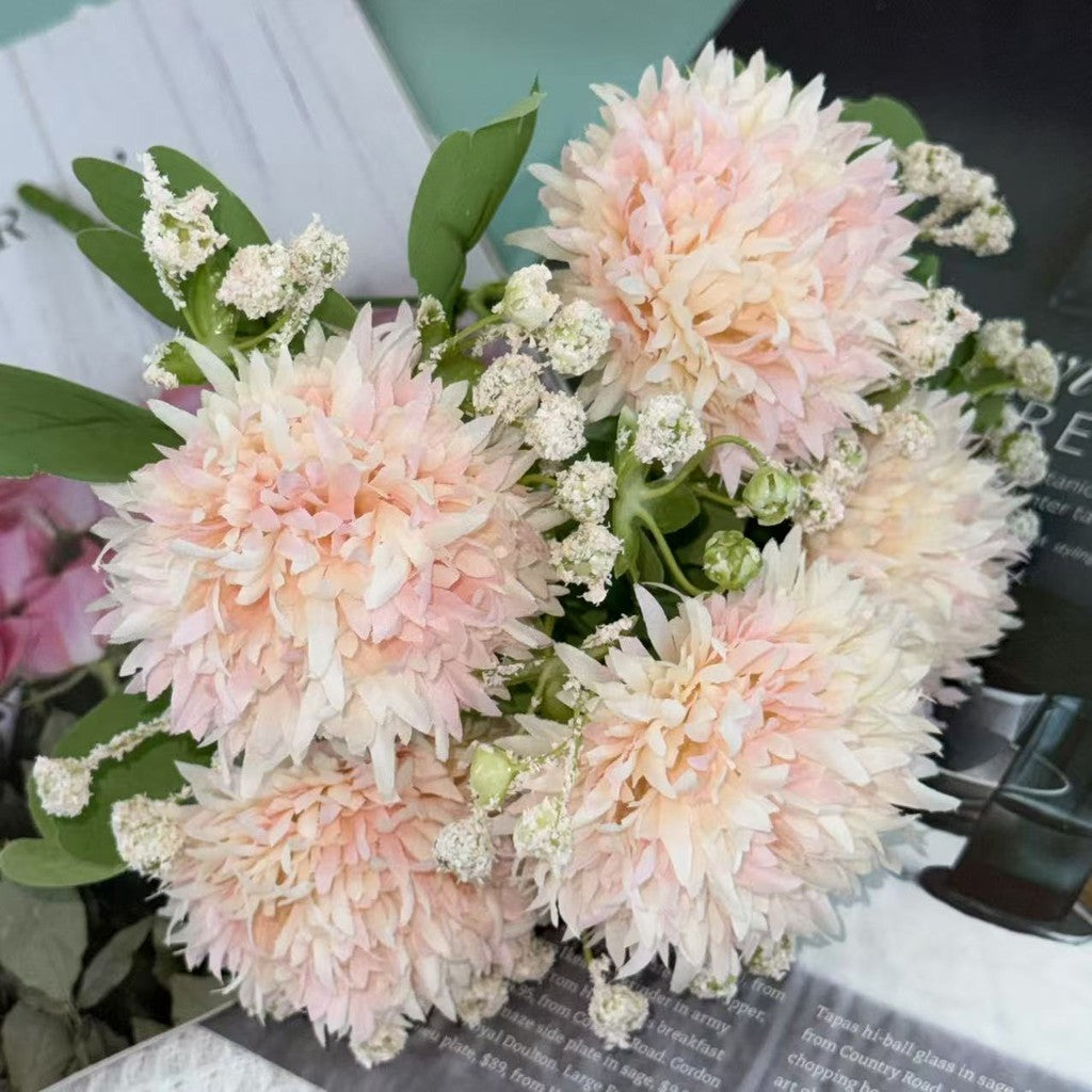 Bouquet bunga BKT 1028 TOU (x5) 5Cbg Bunga POMPOM Artifisial Dekorasi Hiasan Seserahan Buket Palsu