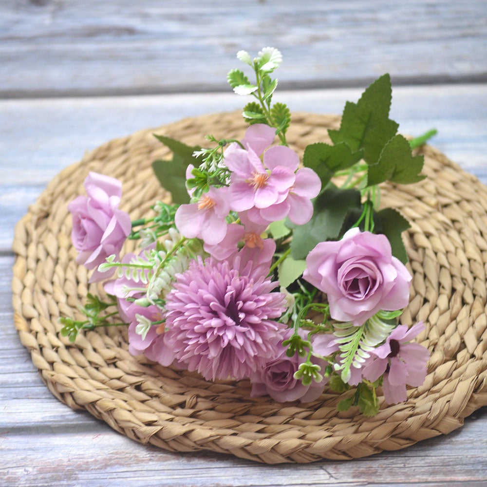 Bouquet bunga P95 ELEPOM Mawar Tanduk Pompom Kombinasi Hydra Flower Dekorasi Ruangan