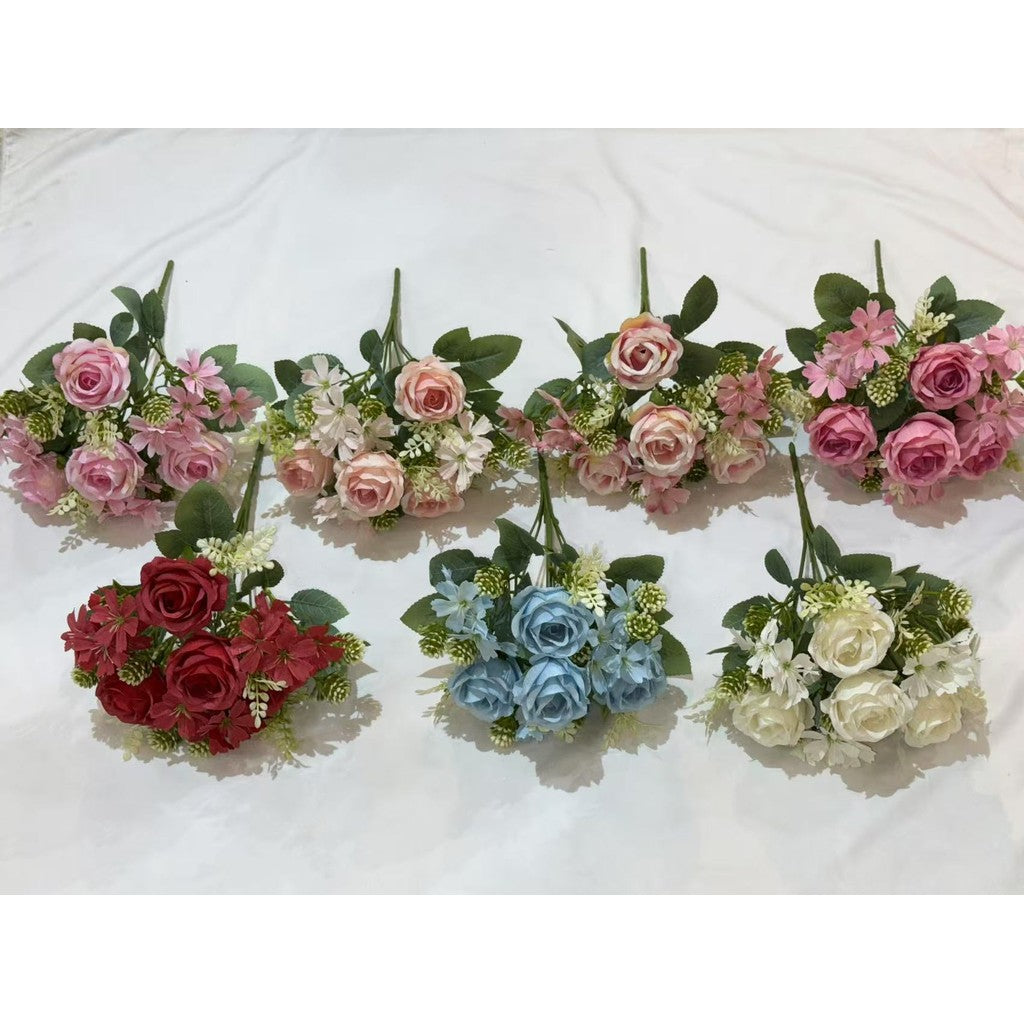 Bouquet bunga BKT 1019 MILO 7Cbg Bunga Mawar Artifisial Dekorasi Hiasan Seserahan Buket Palsu