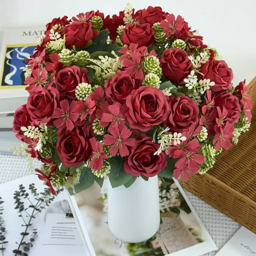 Bouquet bunga BKT 1019 MILO 7Cbg Bunga Mawar Artifisial Dekorasi Hiasan Seserahan Buket Palsu