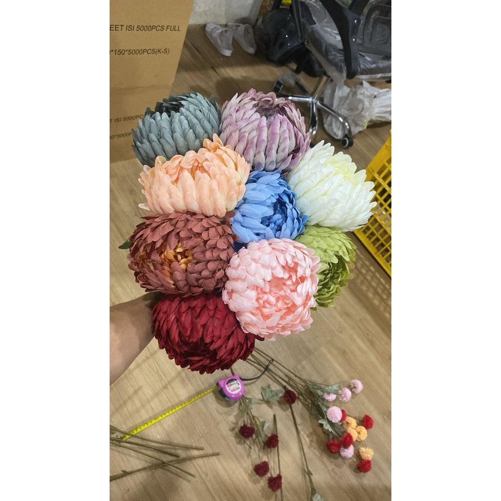 C24 CHRYSANTHEMUM BUNGA Serunai 74CM Diameter 13cm ARTIFICIAL BUAH DEKORASI HIAS RUANGAN RUMAH KANTOR STUDIO