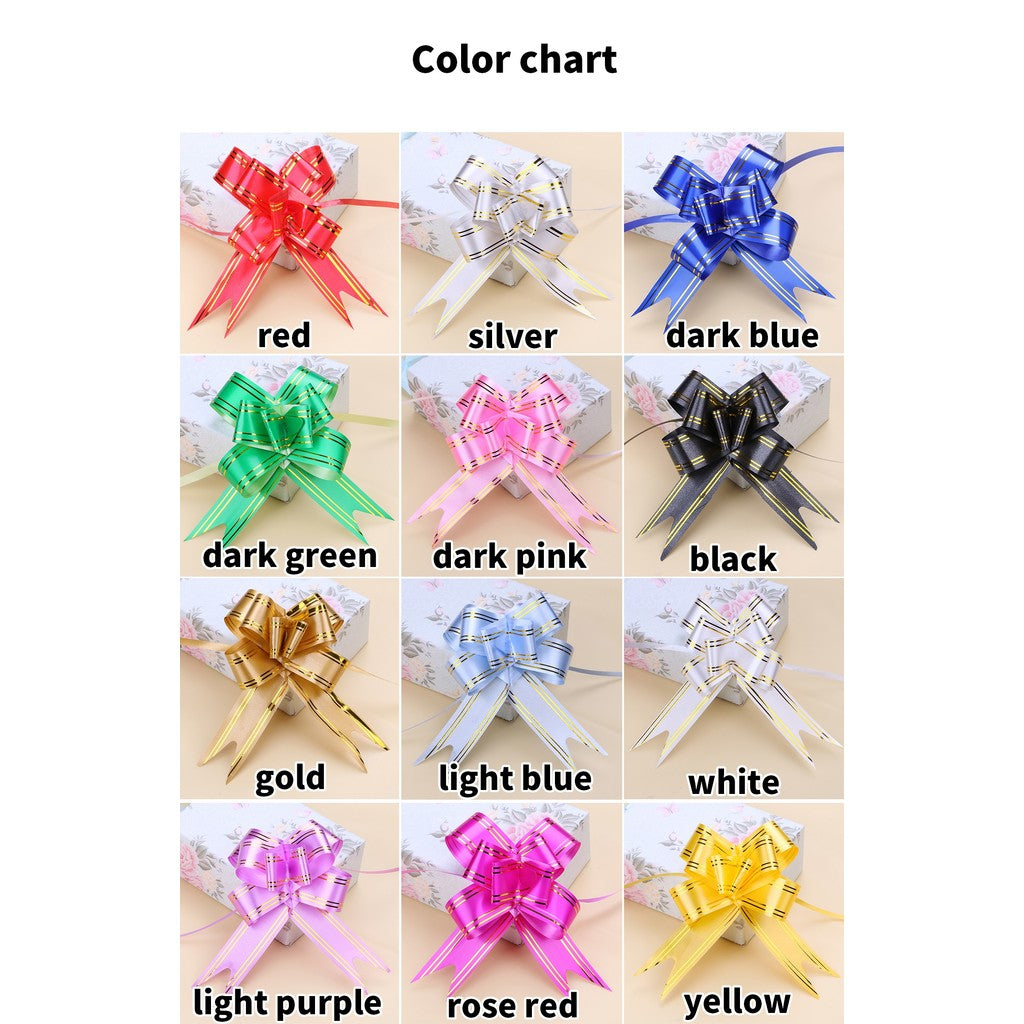 (1pack) Pita Tarik Motif / Pita Serut Motif Garis Lis Emas isi 10pcs Dekorasi