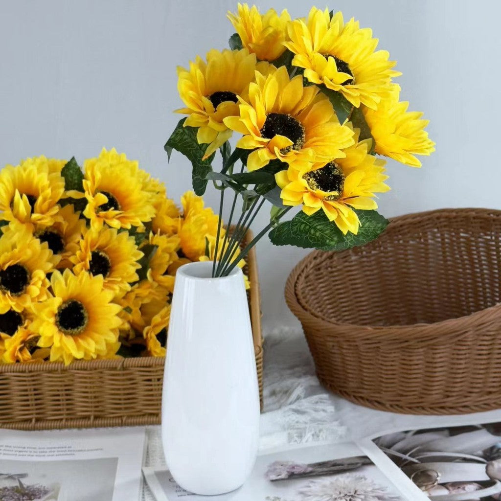 Bouquet bunga SUNFLOWER 7cbg Diameter 9cm Matahari Tangkai Artifisial Dekorasi