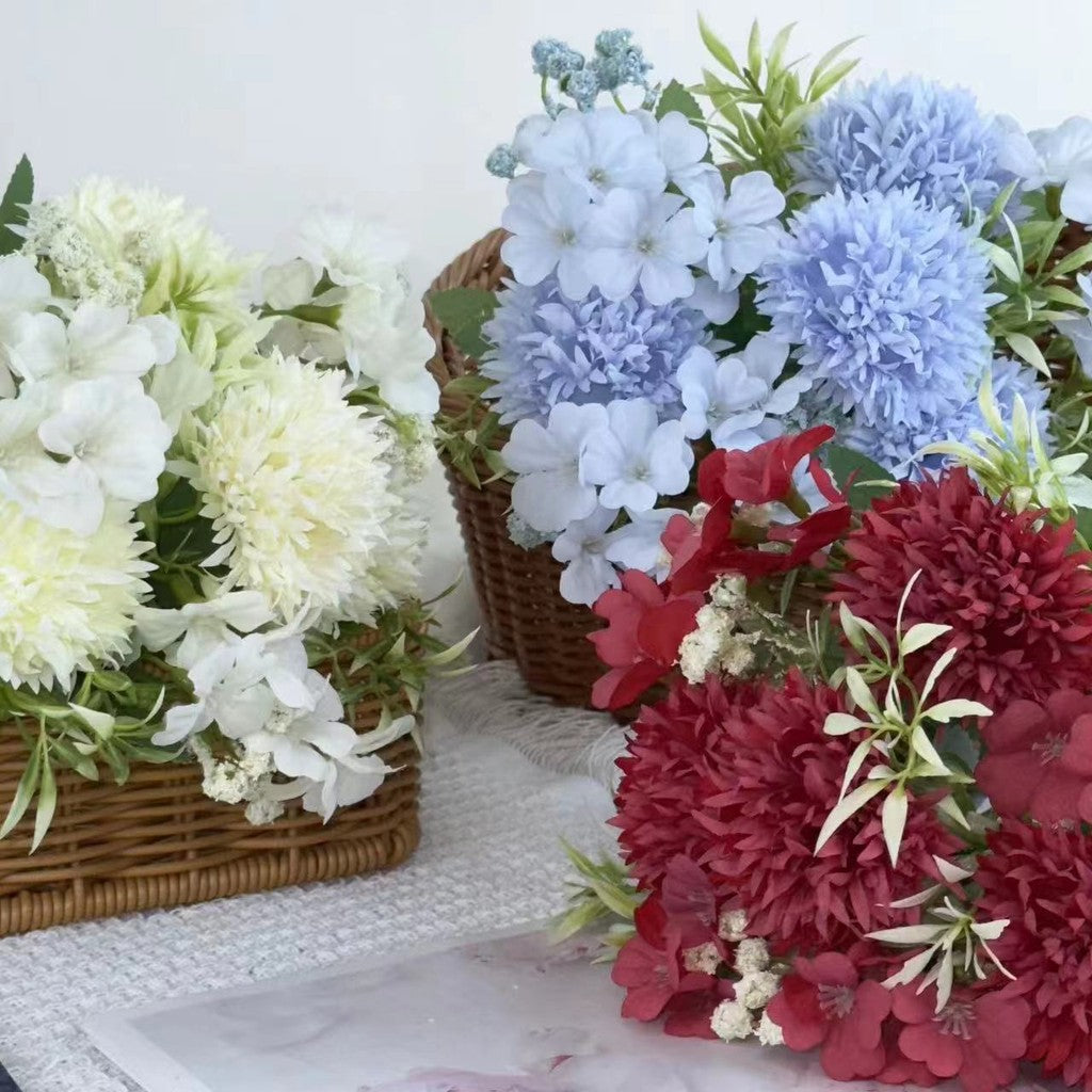 Bouquet bunga BKT 1008 YIYI Bunga Krisan Bola Pompom Artifisial Dekorasi Hiasan Seserahan Buket Palsu