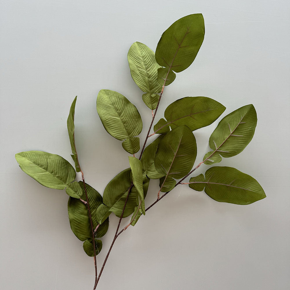 C19 DAWUN 3 Cabang 95cm Artificial Daun Sleeve Leaves 16cm x 9cm Palsu Plastik Buatan Imitasi Hias Dekor Buket Bouquet Rumah Pesta/Bunga Hias