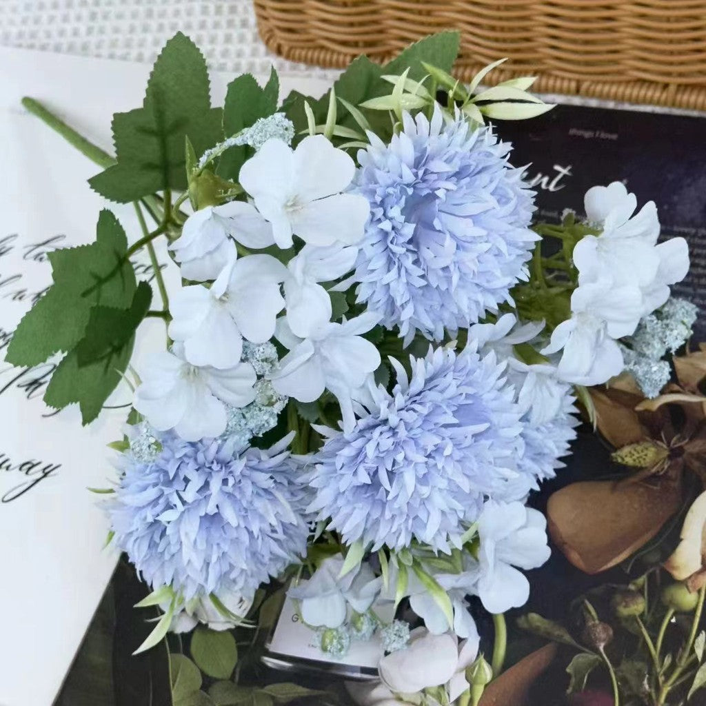 Bouquet bunga BKT 1008 YIYI Bunga Krisan Bola Pompom Artifisial Dekorasi Hiasan Seserahan Buket Palsu