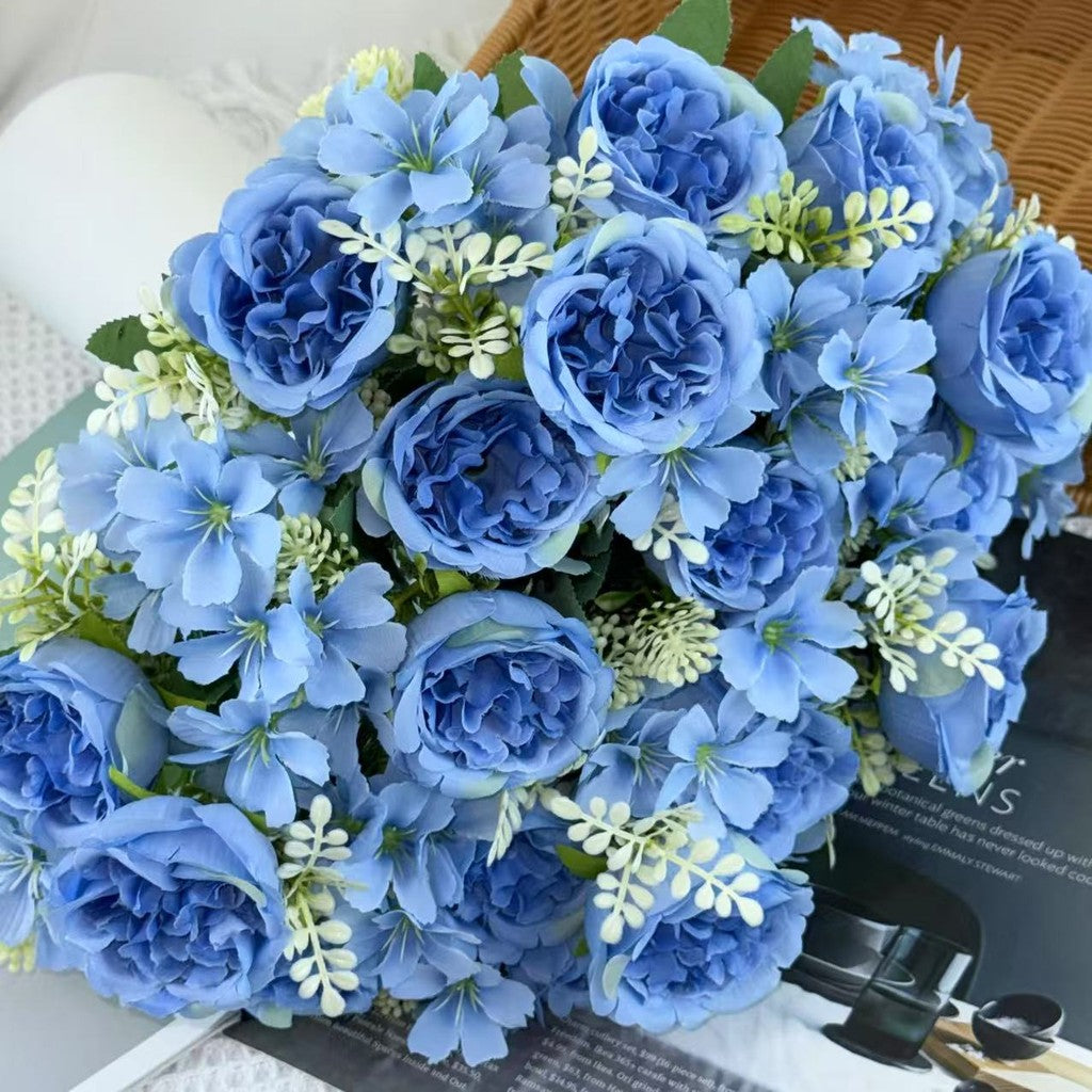 Bouquet bunga BKT 1023 OLEO 7Cbg Bunga MIX PEONY DAN HYDRA Artifisial Dekorasi Hiasan Seserahan Buket Palsu