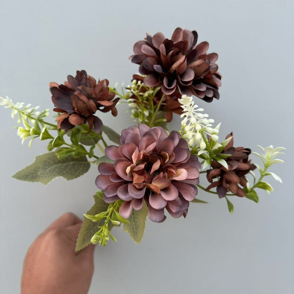 Bouquet bunga P121 BOGO Krisan Bulat Artifisial Dekorasi Hiasan Seserahan Buket Palsu