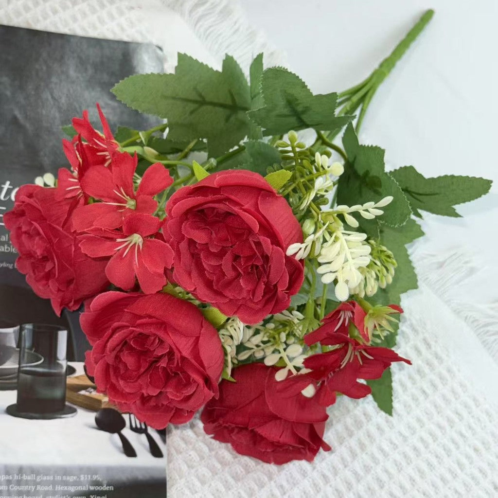 Bouquet bunga BKT 1023 OLEO 7Cbg Bunga MIX PEONY DAN HYDRA Artifisial Dekorasi Hiasan Seserahan Buket Palsu