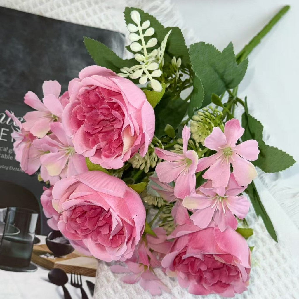 Bouquet bunga BKT 1023 OLEO 7Cbg Bunga MIX PEONY DAN HYDRA Artifisial Dekorasi Hiasan Seserahan Buket Palsu