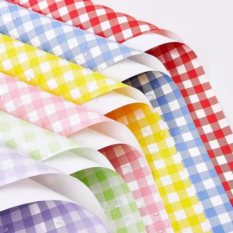 FL37 KOTAK KOTAK Kertas Bunga Paper Buket Motif Summer Plaid Kotak Kado Florist Cellophane