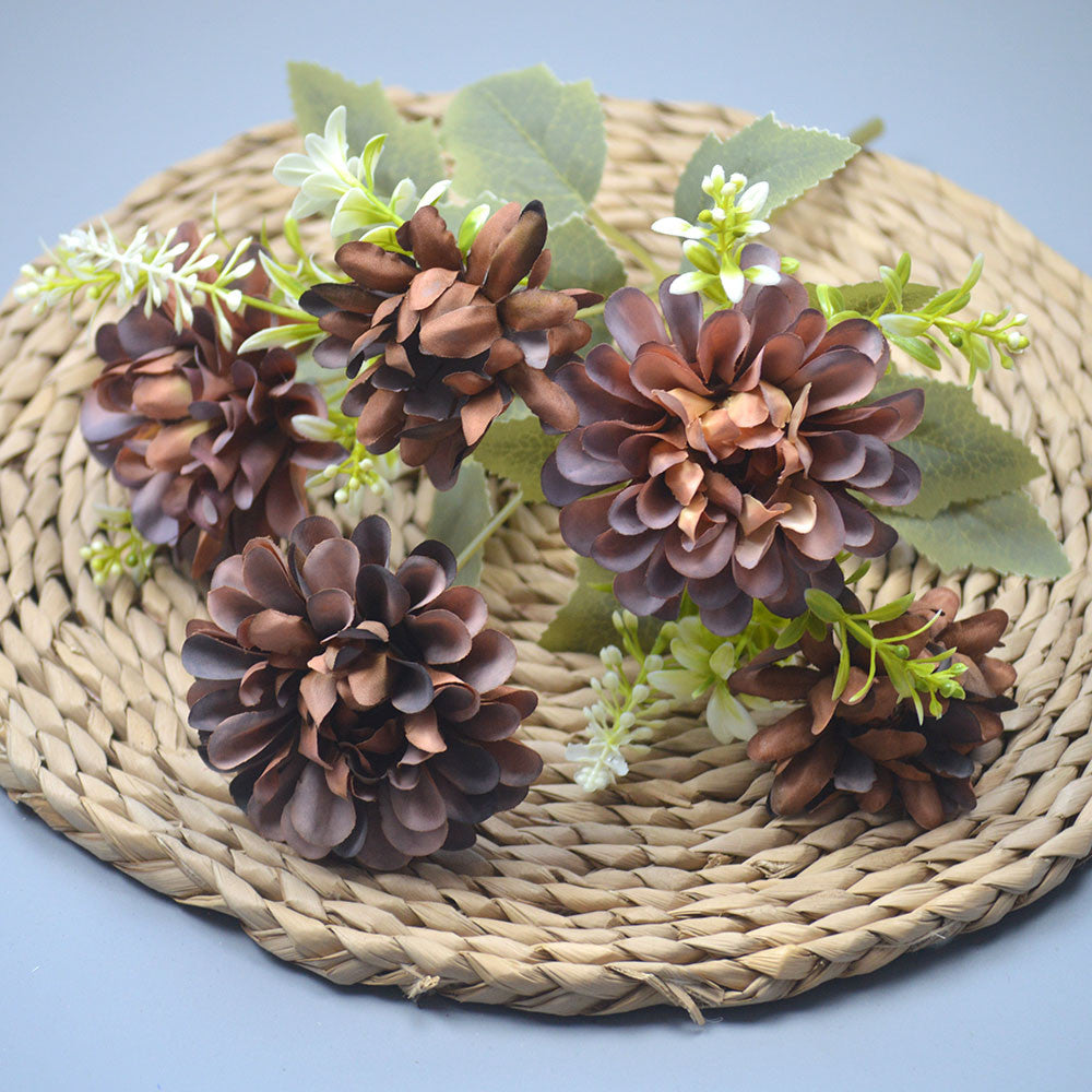 Bouquet bunga P121 BOGO Krisan Bulat Artifisial Dekorasi Hiasan Seserahan Buket Palsu