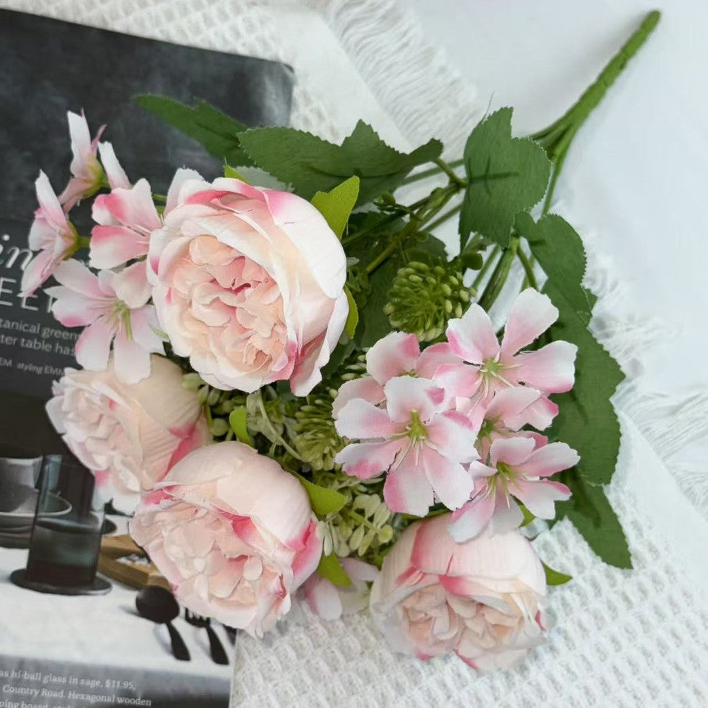 Bouquet bunga BKT 1023 OLEO 7Cbg Bunga MIX PEONY DAN HYDRA Artifisial Dekorasi Hiasan Seserahan Buket Palsu