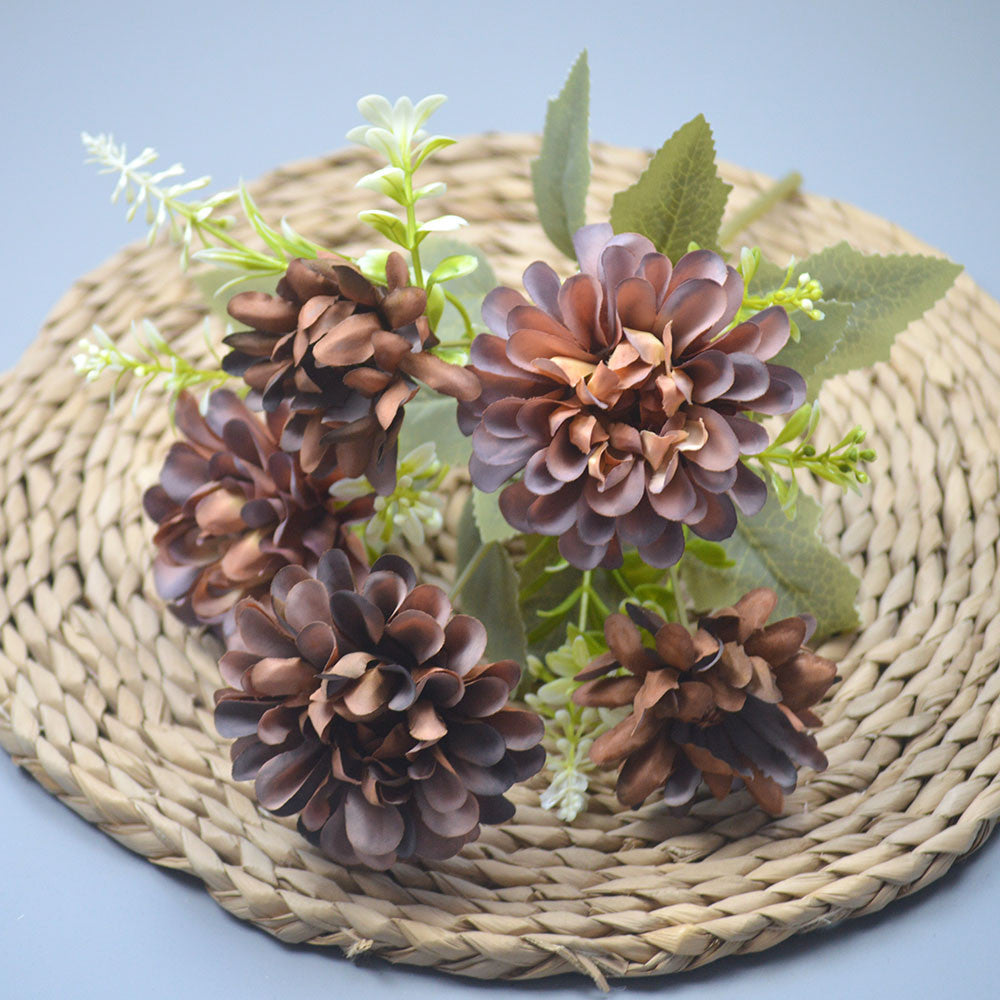 Bouquet bunga P121 BOGO Krisan Bulat Artifisial Dekorasi Hiasan Seserahan Buket Palsu