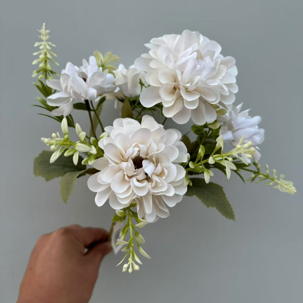Bouquet bunga P121 BOGO Krisan Bulat Artifisial Dekorasi Hiasan Seserahan Buket Palsu