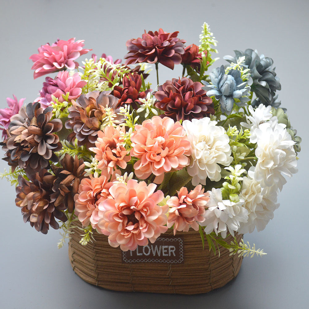 Bouquet bunga P121 BOGO Krisan Bulat Artifisial Dekorasi Hiasan Seserahan Buket Palsu