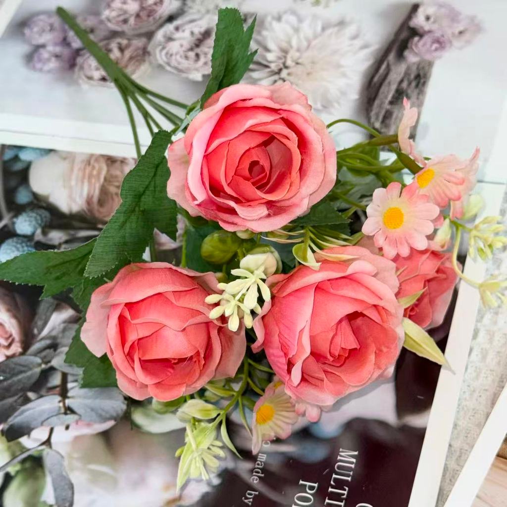 Bouquet bunga BKT 1047 MIWA (x4) 6Cbg Bunga Mawar Artifisial Dekorasi Hiasan Seserahan Buket Palsu