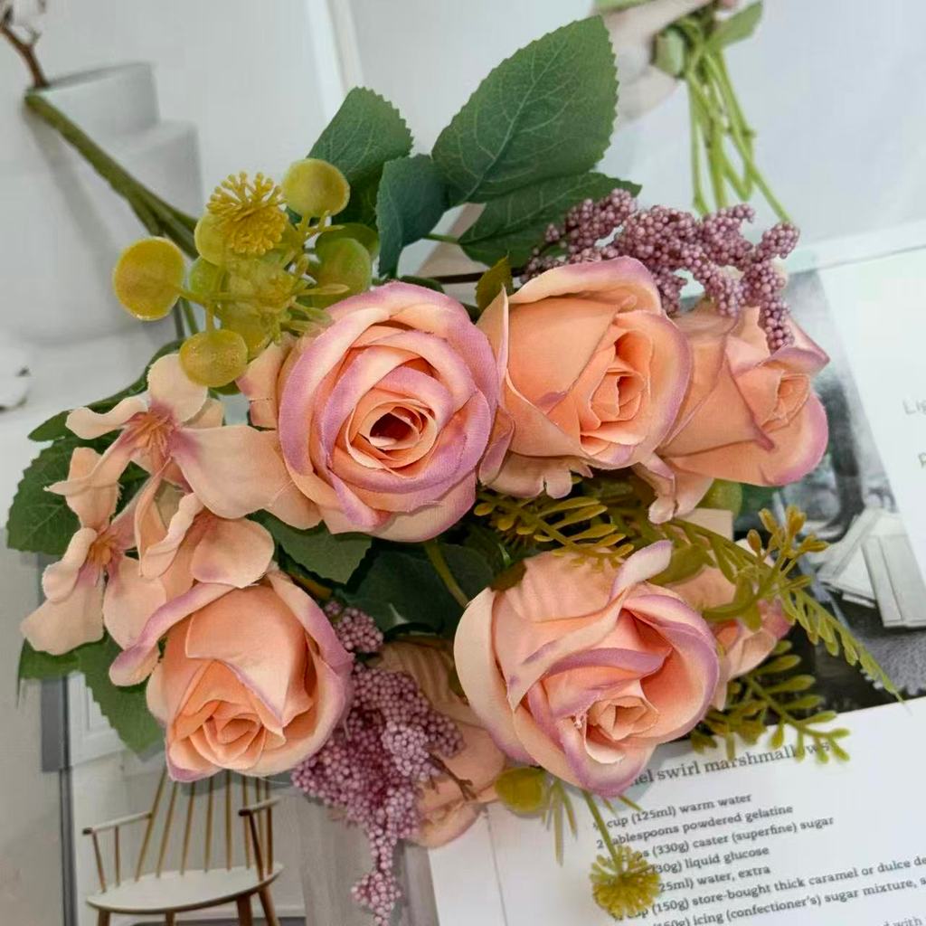 Bouquet bunga BKT 1039 TTEOL (x7) 7Cbg Bunga Rose Artifisial Dekorasi Hiasan Seserahan Buket Palsu