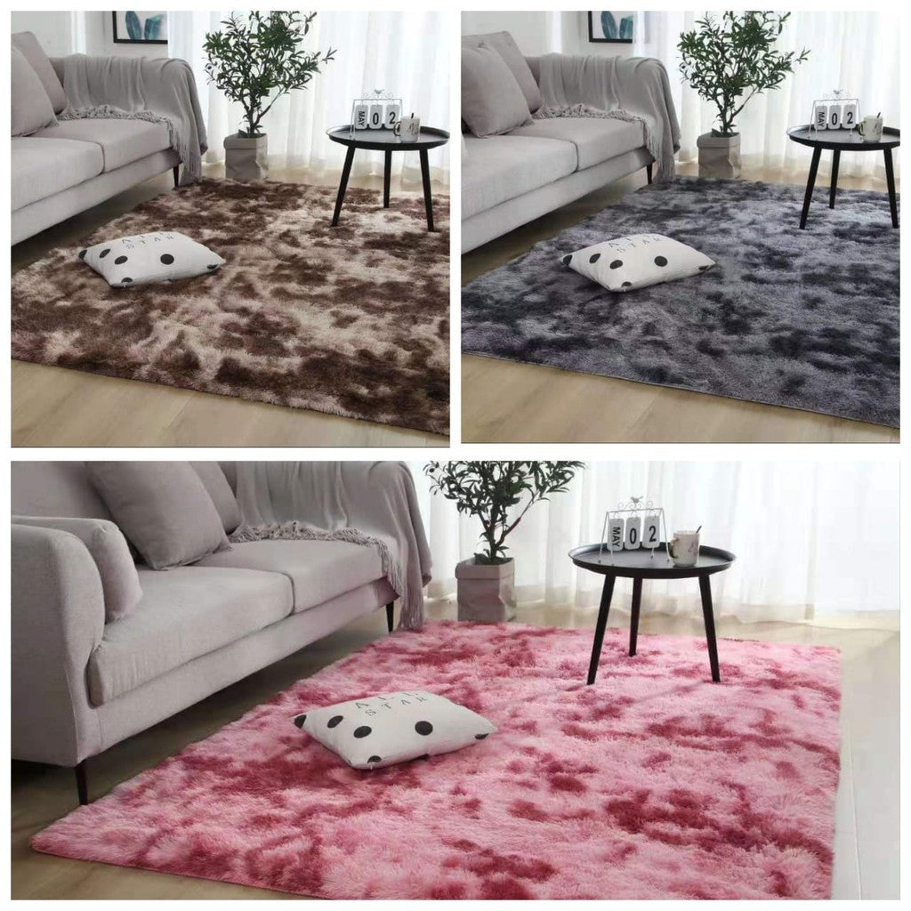 160x200/ 200x200 Karpet bulu Ombre lembut tebal bulu 4cm karpet lantai