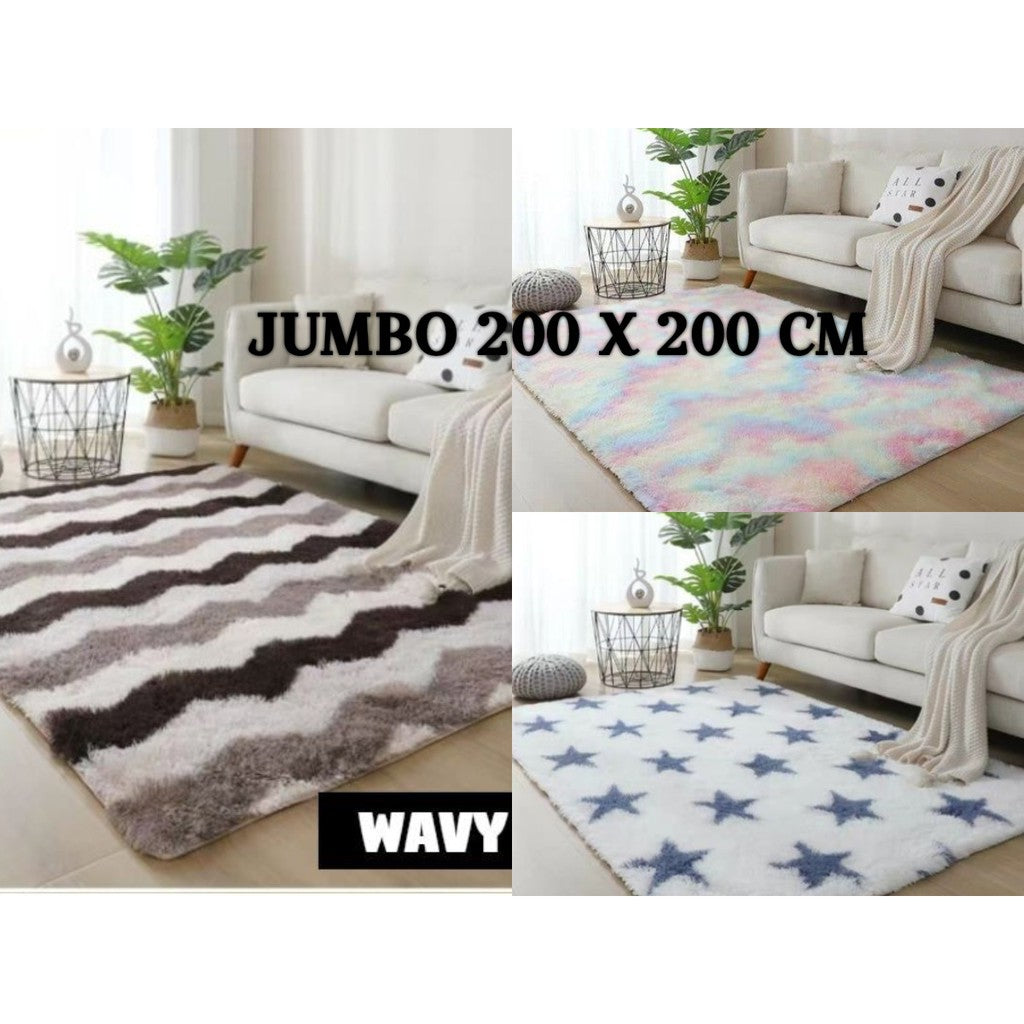 KARPET JUMBO BULU MOTIF TERBARU ANTI SLIP 200*200 CM BESAR