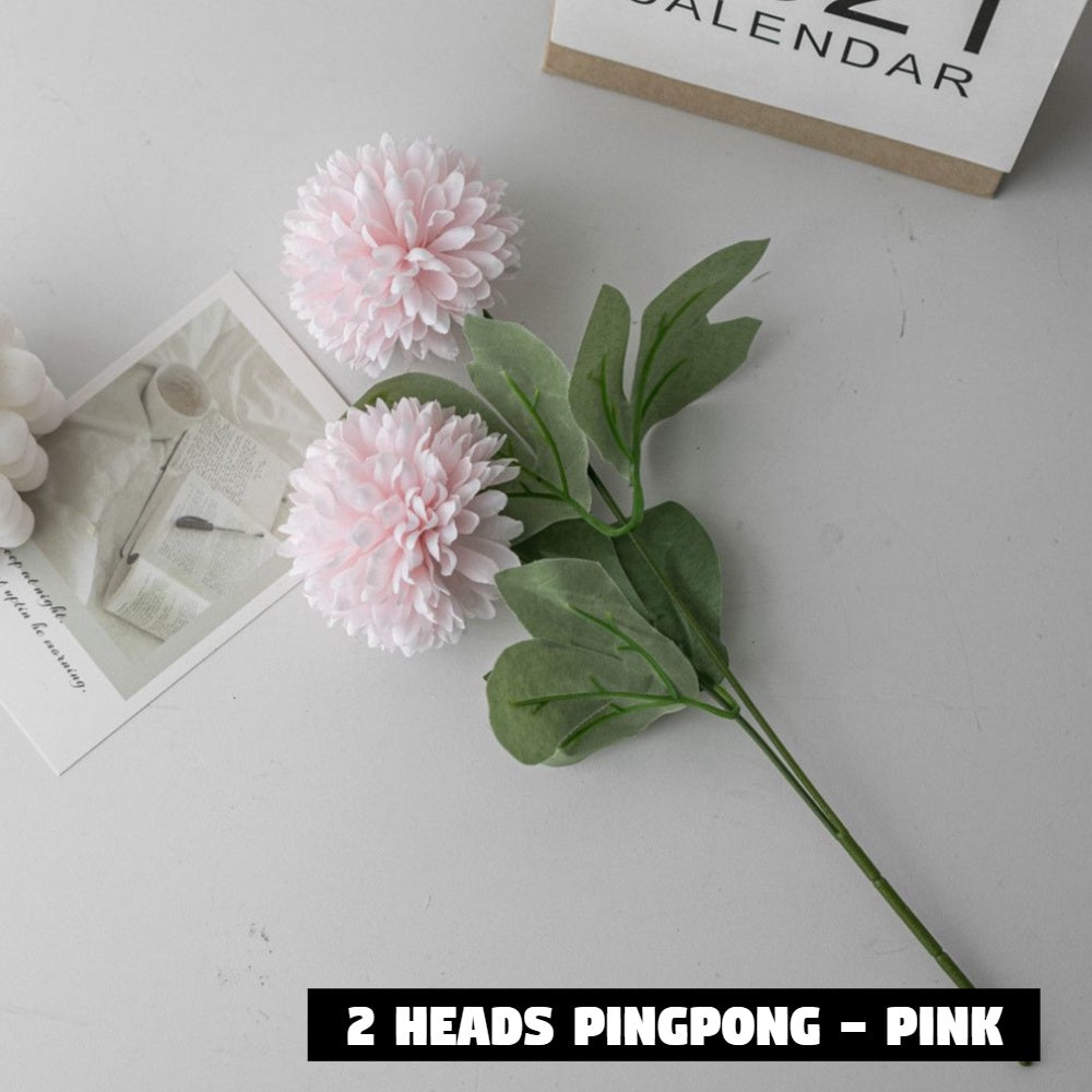 Bouquet bunga 2 HEADS PINGPONG Artifisial Dekorasi