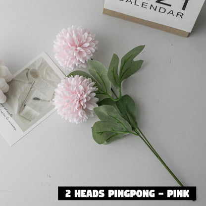 Bouquet bunga 2 HEADS PINGPONG Artifisial Dekorasi