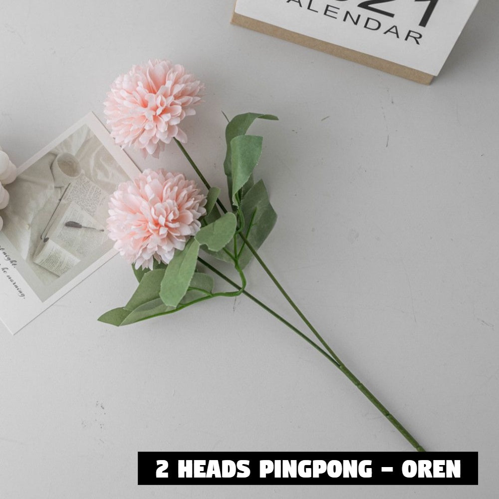 Bouquet bunga 2 HEADS PINGPONG Artifisial Dekorasi