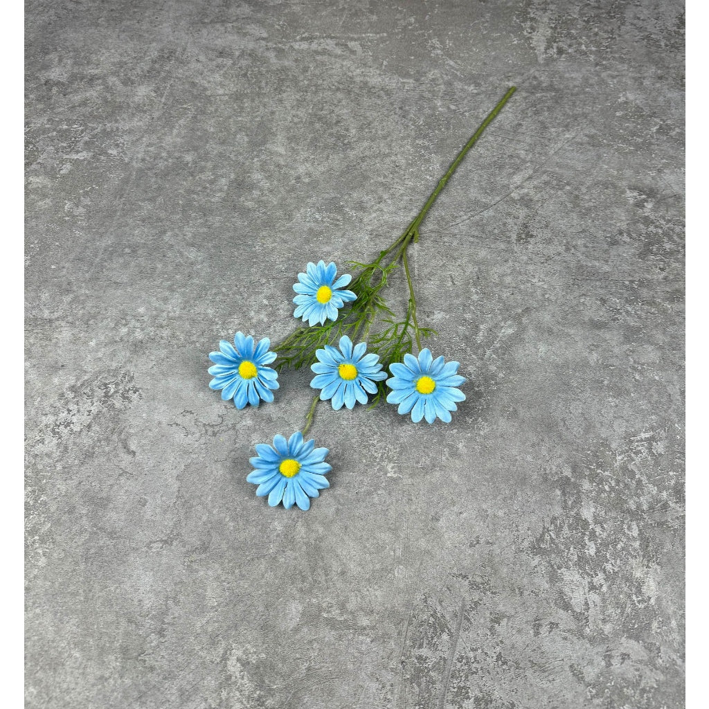 C12 ASTER 50cm Artificial Bunga Matahari Daisy 5 Bunga Palsu Plastik Buatan Imitasi Hias Dekor Buket Bouquet Rumah Pesta/Bunga Hias