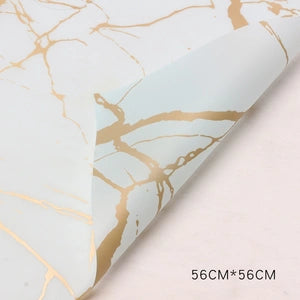 (5 LEMBAR) - FL31 MARBLEMAS Kertas Bunga Paper Buket Motif Marble Emas Florist Kado Cellophane