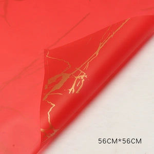 (5 LEMBAR) - FL31 MARBLEMAS Kertas Bunga Paper Buket Motif Marble Emas Florist Kado Cellophane