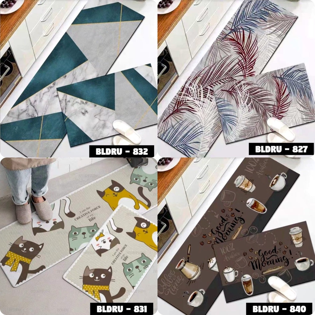 1 SET PREMIUM BLUDRU (40*60 CM & 40*120 CM) KESET DAPUR LEMBUT ANTI SLIP