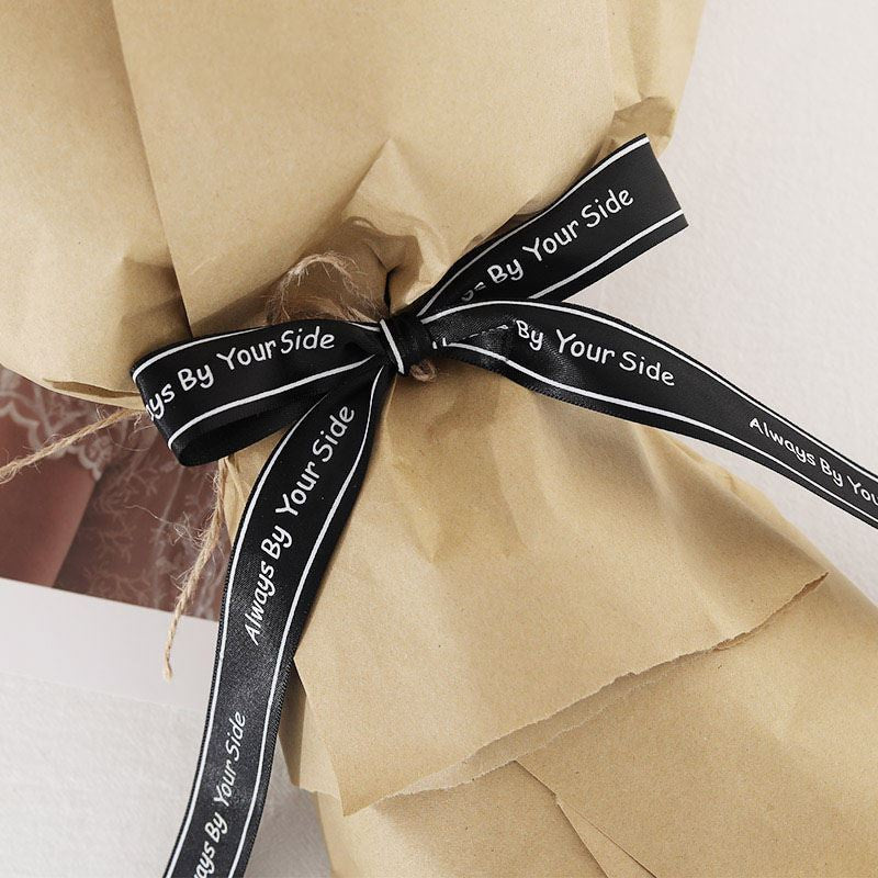 PTA1 SIDE Pita Satin Roll Motif Always By Your Side/Pita Kado 2.5cm/Pita Dekorasi Buket