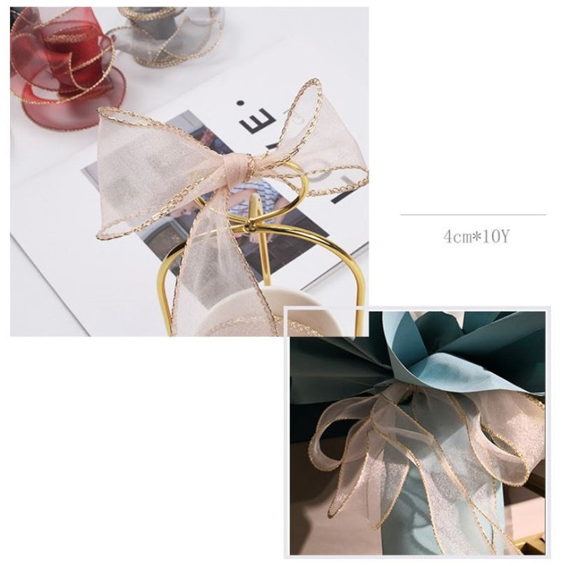 PTA3 CFN Pita Chiffon Polos Roll Lebar 4cm/Pita Kado 4cm/Pita Dekorasi Buket