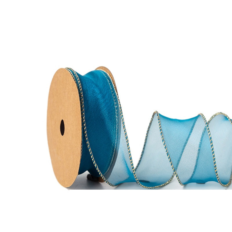 PTA2 CFMS Pita Chiffon Lis Emas Roll Lebar 4cm/Pita Kado 4cm/Pita Dekorasi Buket