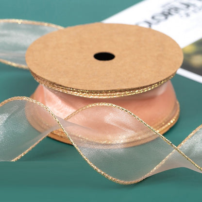 PTA2 CFMS Pita Chiffon Lis Emas Roll Lebar 4cm/Pita Kado 4cm/Pita Dekorasi Buket